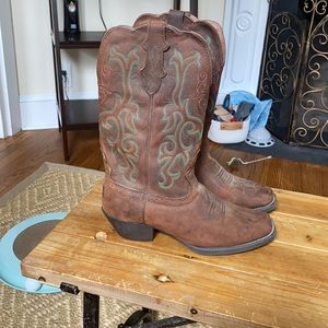 Women’s blue and brown Justin cowboy Boots